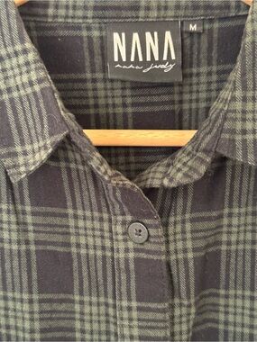 NANA JUDY Plaid Maxi Shirt Dress M Black Green